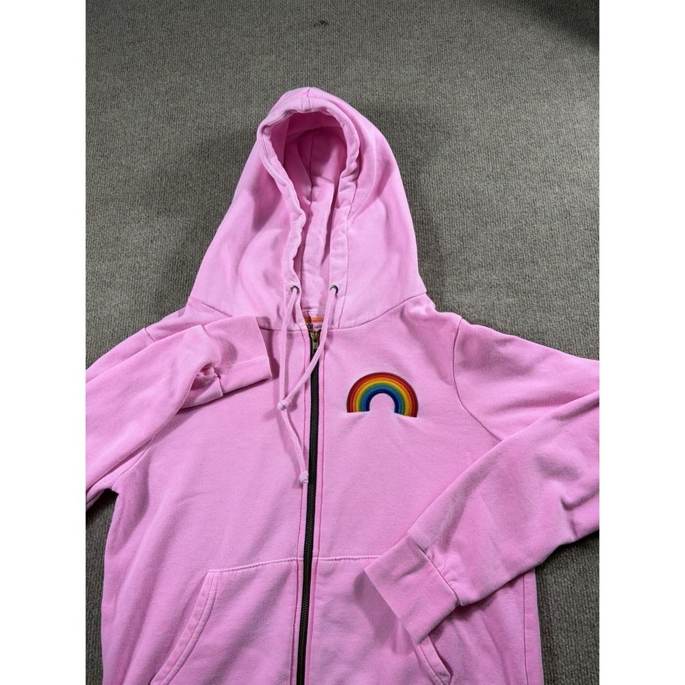 Aviator Nation Rainbow Full Zip Hoodie Pink Womens Small Made USA Embroidered